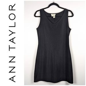 Ann Taylor Black Sleeveless V Neck Sheath Dress Size Medium